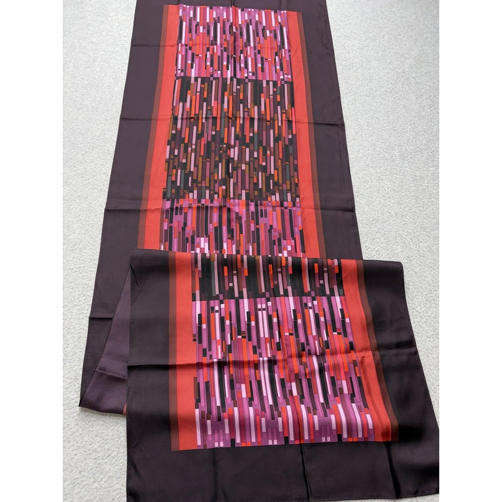 Per Se Scarf Womens One Size Multicolor Geometric 100% Silk Rectangle Wrap Shawl - Picture 3 of 9
